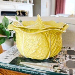 Secla Portugal yellow cabbage leaf soup tureen